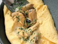 Mussel and chive omelette