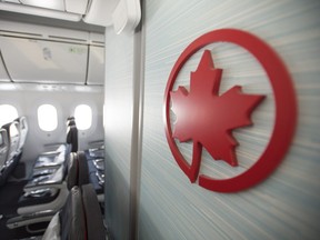 The interior of an Air Canada plane at Toronto Pearson International Airport, Friday November 24, 2017.
