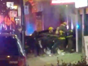 A video posted on Facebook shows police and firefighters running into the McDonald's.