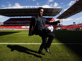 The Canadian Soccer Business will represent Canada's national teams. Here, men's coach John Herdman is shown at BMO Field in Toronto on Feb. 26.