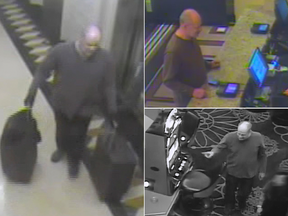 Security camera images of Stephen Paddock at the Mandalay Bay hotel in Las Vegas.