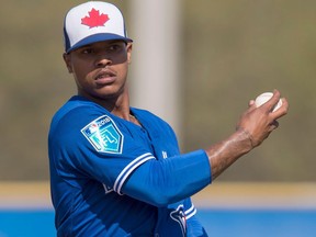 Toronto Blue Jays pitcher Marcus Stroman during practice in Dunedin on Feb. 21, 2018