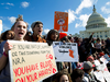 Students in Washington, D.C., at a rally for gun control, outside the U.S. Capitol building, on Wednesday, March 14, 2018. Students and advocates across the country participate in walkouts and protests to call on Congress for action.