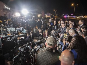 Austin Police Chief Brian Manley briefs the media, Wednesday, March 21, 2018, in the Austin suburb of Round Rock, Texas. The suspect in a spate of bombing attacks that have terrorized Austin over the past month blew himself up with an explosive device as authorities closed in, the police said early Wednesday.