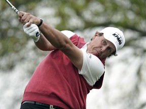 Phil Mickelson hits his drive on the sixth hole during round-robin play at the Dell Technologies Match Play golf tournament, Friday, March 23, 2018, in Austin, Texas.