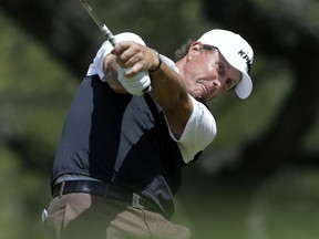 Phil Mickelson hits from the eighth tee during round-robin play at the Dell Technologies Match Play golf tournament, Thursday, March 22, 2018, in Austin, Texas.