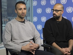 Ramin Seyed-Emami, right, and his brother Mehran Seyed-Emami are seen during an interview with the Associated Press, Wednesday, March 14, 2018 at United Nations headquarters.