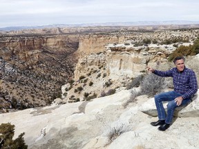 This Saturday, March 3, 2018 photo shows Mitt Romney at the Ghost Rock viewing area, near Emery, Utah. The former Republican presidential nominee continues his bid to become a U.S. Senator for Utah.