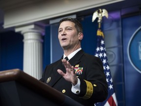 The president announced that he would nominate Rear Adm. Ronny Jackson, his personal physician, to replace David Shulkin as Veterans Affairs secretary. MUST CREDIT: Washington Post photo by Jabin Botsford