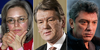 Some more Russian assassination targets, left to right: Journalist Anna Politkovskaya was shot and killed in the lobby of her Moscow apartment in 2006. Viktor Yushchenko, a pro-Western candidate in Ukraineâs presidential election in 2004, was poisoned with near-fatal dose of dioxin. Boris Nemtsov, an influential Putin critic, was shot and killed in 2015, on a bridge within view of the Kremlin.