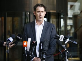 Chief Executive of Cricket Australia, James Sutherland, at a press conference at the teams hotel in Sandton, Johannesburg, Wedensday March 28, 2018. Cricketers Steve Smith, vice-captain David Warner and  Cameron Bancroft are being sent home from South Africa for ball-tampering in the third Test in Cape Town.