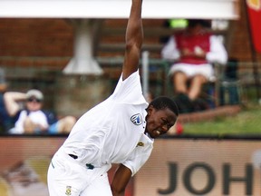 South Africa's Kagiso Rabada bowls on the first day of the second cricket test between South Africa and Australia at St. George's Park in Port Elizabeth, South Africa, Friday, March 9, 2018.