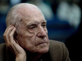 FILE- In this March 5, 2013 file photo, former dictator Reynaldo Bignone attends the first day of the trial for his alleged involvement in the so called operation, "Plan Condor," in Buenos Aires, Argentina. Bignone, the last of the four de facto presidents of the Argentine dictatorship, died Wednesday, March 7, 2018. He was 90.