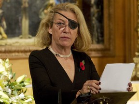 Marie Colvin of The Sunday Times gives the address during a service at St. Bride's Church November 10, 2010 in London, England.