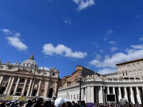 In this file photo taken on April 2, 2018 people gather in St Peter's square during Pope Francis' Regina Coeli prayer from the window of the apostolic palace in Vatican. Carlo Alberto Capella, a former diplomat to the embassy of the Holy See in Washington who was recalled last year after the U.S. State Department said he may have violated child pornography laws, was under arrest today in Vatican, announced on April 7, 2018 the Holy See.