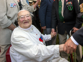 Sister Agnes-Marie Valois in France on the 71st anniversary of the Dieppe raid, Aug. 19, 2013.