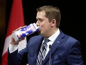 Conservative Leader Andrew Scheer joked that he “made deals with nobody” — before drinking from a carton of milk at the press gallery dinner last June.