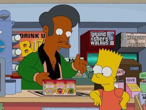 The Simpsons' Apu and Bart.