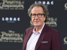 In this May 18, 2017, file photo, Geoffrey Rush arrives at the Los Angeles premiere of Pirates of the Caribbean: Dead Men Tell No Tales at the Dolby Theatre.