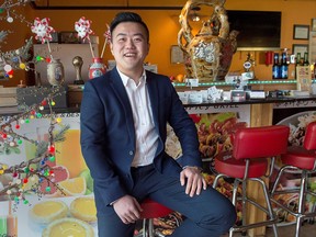 Yao Chen, a local realtor, is seen at Bai Wei Grill Bar in Halifax on Thursday, March 29, 2018. In a corner of Halifax's historic south end, Mandarin signs have started to sprout up: They appoint dumpling and dessert restaurants, bubble tea cafes, rental housing and a barbershop. They are the early signs of a fledgling Chinatown. But for a city more accustomed to Irish pubs and fish and chips, this tiny pocket of businesses around where Barrington Street turns sharply into Inglis Street tells the story of a steady flow of newcomers to Halifax from China.