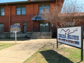 FILE- This March 10, 2017 file photo shows the Delta Blues Museum in Clarksdale, Miss. The museum in Mississippi is getting $460,000 to create an exhibit about the history and influence of American blues and the music's connection to the Mississippi Delta. It's among 199 grants totaling $18.6 million nationwide announced Monday by the National Endowment for the Humanities.