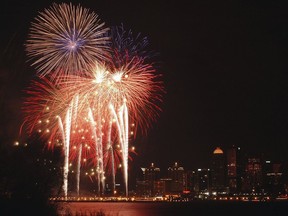 FILE-In this Saturday, April 23, 2005 file photo, fireworks light the sky for the 50th Kentucky Derby Festival Thunder Over Louisville, in Louisville, Ky. From the time the Kentucky Derby Festival starts in mid-April, the party doesn't stop _ not until the horses run for the roses on the first Saturday in May. The Kentucky Derby lasts only two minutes, but the legendary race at Churchill Downs has spawned an extended celebration with more than 70 events drawing more than a million people to the Louisville area.