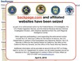 The Backpage.com website, in a  screenshot from April 9, now shows an FBI notice. MUST CREDIT: Screenshot