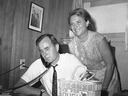 George H.W. Bush, candidate for the Republican nomination for the U.S. Senate, and Barbara Bush in 1964.