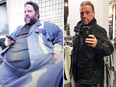 Tony Bussey before and after he lost more than 320 pounds.