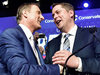 Maxime Bernier, left, congratulates Andrew Scheer on winning the federal Conservative leadership, May 27, 2017.