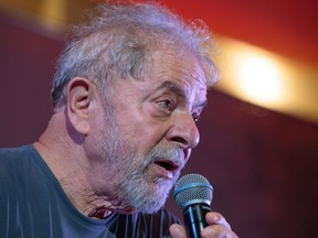 Luiz Inacio Lula da Silva, Brazil's former president, speaks during the 38th Anniversary celebration of the Workers' Party event in Sao Paulo on Feb. 22, 2018.