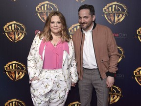 Melissa McCarthy, left, and Ben Falcone arrive at the Warner Bros. presentation at CinemaCon 2018, the official convention of the National Association of Theatre Owners, at Caesars Palace on Tuesday, April 24, 2018, in Las Vegas.