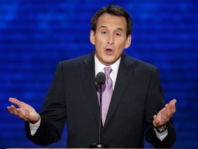 FILE - In this Aug. 29, 2012 file photo, former Minnesota Gov. Tim Pawlenty addresses the Republican National Convention in Tampa, Fla. The former Minnesota Governor announced Thursday, April 5, 2018 that he will run for his old job, ending months of speculation about a return to politics following his short-lived 2012 presidential campaign.