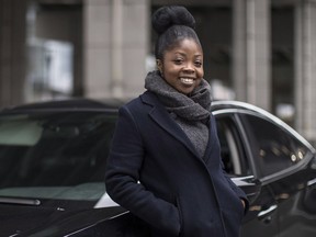 Aisha Addo, founder of DriveHer, a ride-hailing service for women, poses for a photo in Toronto on Saturday, March 31, 2018.