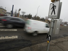 Traffic makes its way past the marked crosswalk at Kingsway and Tower Road where a 16-year-old was hit and killed.