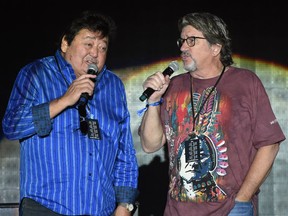 Bruce Williams and Terry Ree, who refer to themselves as “The Indian and the White Guy,” emceed the concert in Saskatoon on Friday.