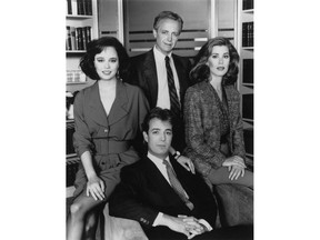 The streetwise team of lawyers are joined by Olivia Novak, an ambitious young lawyer who creates havoc in their personal and professional lives. Personalities: Eric Peterson as Leon Rabinovitch (top centre), Sonja Smits as Carrie Barr (right), C. David Johnson as Chuck Tchobanian (lower centre) and Cynthia Dale as Olivia Novak (left).