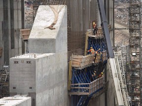 The construction site of the hydroelectric facility at Muskrat Falls, Newfoundland and Labrador is seen on Tuesday, July 14, 2015. A new report is recommending the capping of wetlands and removal of soil to reduce toxic methylmercury from the Muskrat Falls hydroelectric project.THE CANADIAN PRESS/Andrew Vaughan