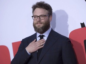 Seth Rogen attends the LA Premiere of "Blockers" at the Regency Village Theatre on Tuesday, April 3, 2018, in Los Angeles.