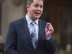 Leader of the Opposition Andrew Scheer rises in the House of Commons in Ottawa on Monday, December 11, 2017. Scheer says he won't accept a private, classified briefing about Prime Minister Justin Trudeau's India trip until after an unclassified version of the briefing is presented at committee.