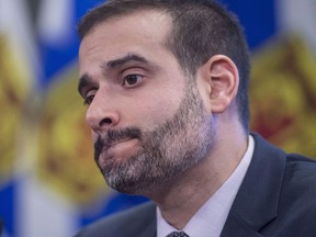 Nova Scotia Education Minister Zach Churchill speaks during a press conference in Halifax on Wednesday, January 24, 2018. Private and non-profit child care operators in Nova Scotia say it remains to be seen how they will ultimately be affected by the ongoing rollout of universal pre-primary for four-year-olds across the province.