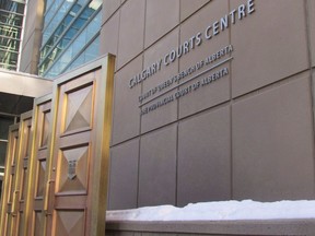 The sign at the Calgary Courts Centre in Calgary, Alberta is shown on January 5, 2018.