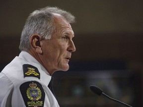 Edmonton Police Chief Rod Knecht speaks about the terrorist incident in Edmonton, Alta., on Sunday October 1, 2017.