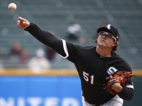 Chicago White Sox starting pitcher Carson Fulmer delivers during the first inning of a baseball game against the Tampa Bay Rays in Chicago, on Tuesday, April 10, 2018.