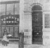 The only known photo of Toronto House, better known as Trotterâs Boarding House. A plaque marks the spot where Thomas DâArcy McGee was assassinated earlier that year. The building was destroyed by fire in January 1869.