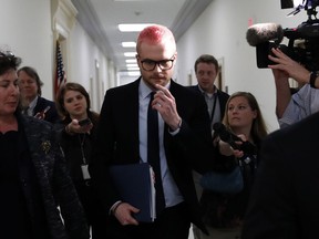 Christopher Wylie, the Cambridge Analytica whistleblower, departs after meeting with House Judiciary Democrats, on Capitol Hill, Tuesday, April 24, 2018 in Washington.