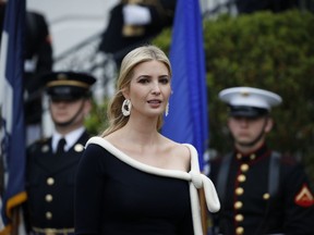 Ivanka Trump arrives before the State Arrival Ceremony on the South Lawn of the White House in Washington, Tuesday, April 24, 2018.