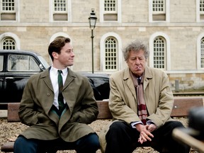 Armie Hammer as James Lord and Geoffrey Rush as Alberto Giacometti.