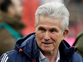 FILE - In this Nov. 18, 2017 file photo Bayern head coach Jupp Heynckes arrives for the German Soccer Bundesliga match between FC Bayern Munich and FC Augsburg in Munich, Germany. Bayern Munich's search for a new coach is overshadowing its likely Bundesliga title win on Saturday. The club was unable to convince Heynckes to continue beyond the end of the season.