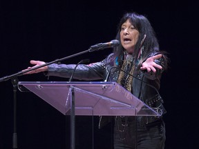 Buffy Sainte-Marie talks about diversity and inclusion at the Belong Forums, a public lecture series as part of the Year of Belonging, in honour of Dalhousie University‚Äôs 200th anniversary, in Halifax on Tuesday, April 17, 2018.